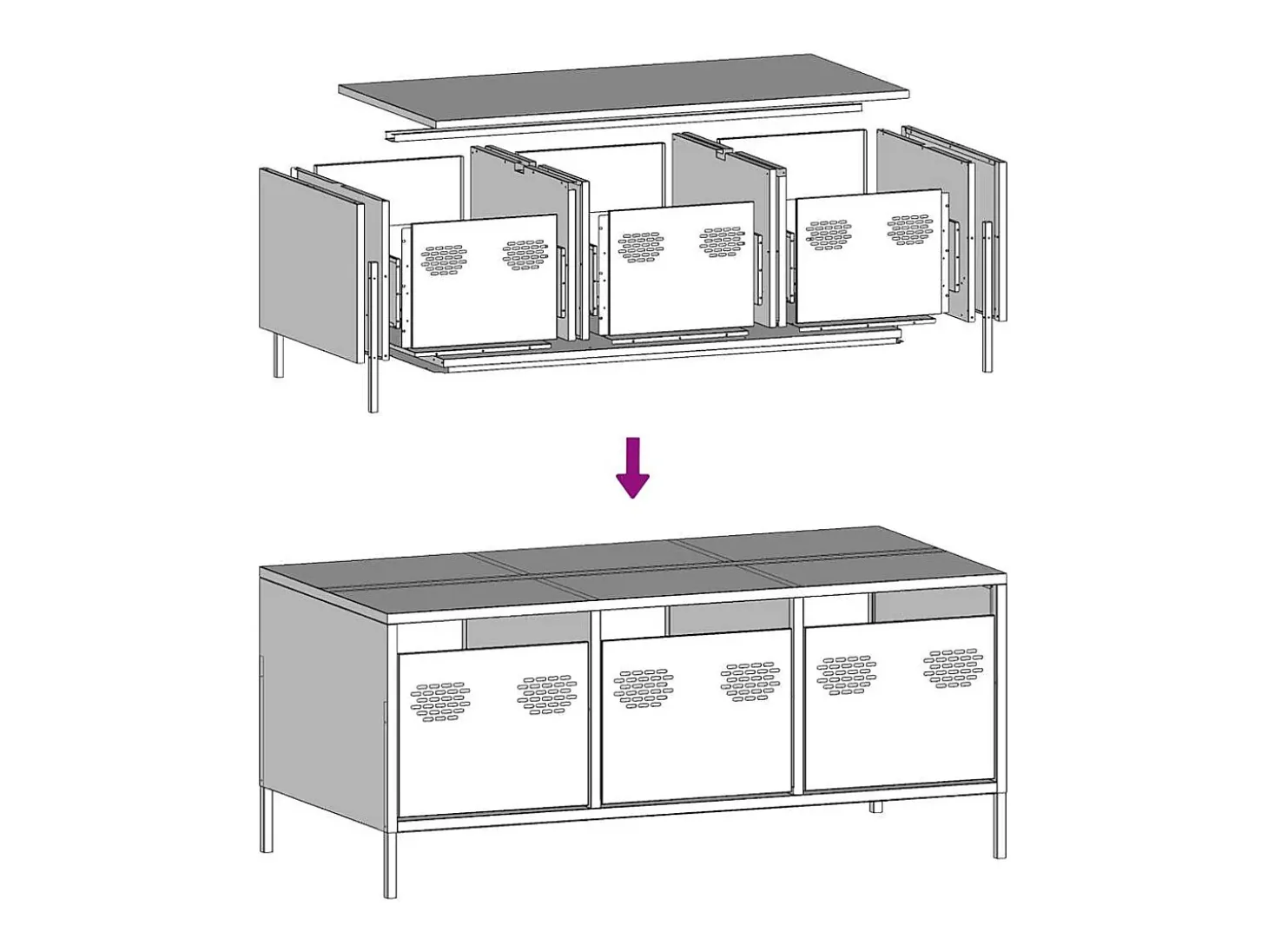 Mesa de centro | Mesa de apoio 101.5x50x43.5 cm aço laminado a frio rosa