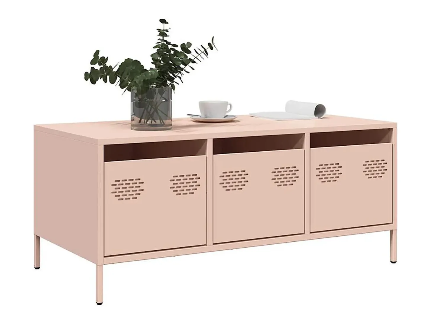 Mesa de centro | Mesa de apoio 101.5x50x43.5 cm aço laminado a frio rosa