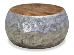 Mesa de centro | Mesa de apoio | Mesa de café em teca e alumínio 60x60x30 cm