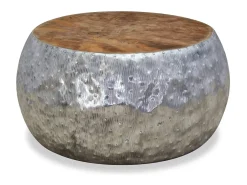 Mesa de centro | Mesa de apoio | Mesa de café em teca e alumínio 60x60x30 cm