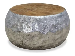 Mesa de centro | Mesa de apoio | Mesa de café em teca e alumínio 60x60x30 cm