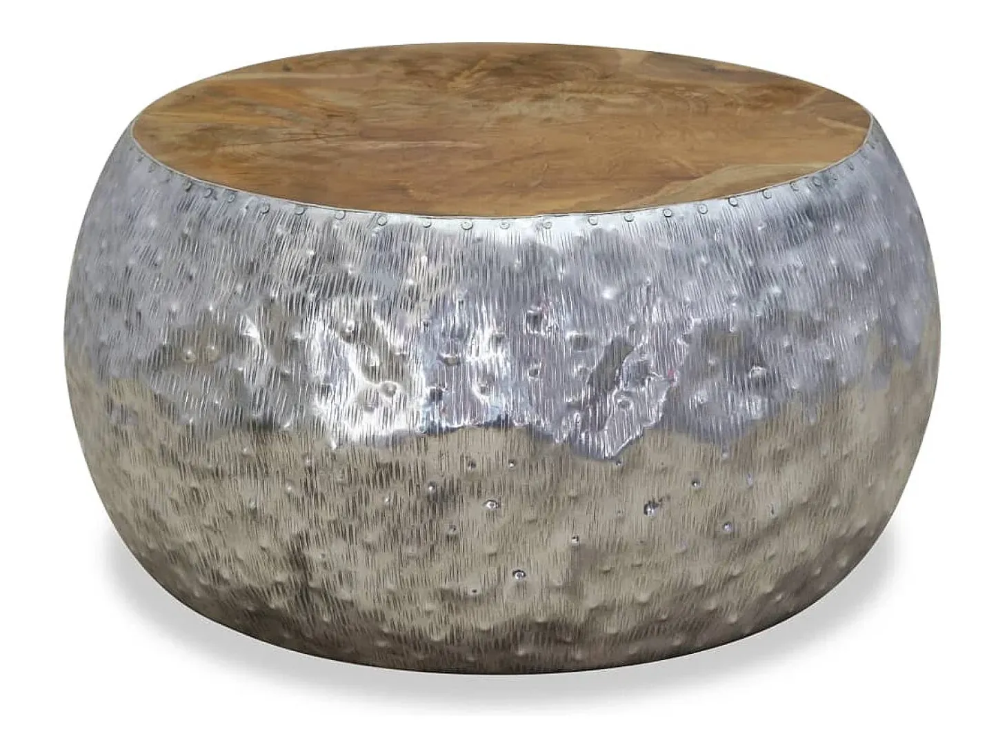 Mesa de centro | Mesa de apoio | Mesa de café em teca e alumínio 60x60x30 cm