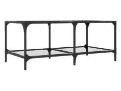 Mesa de centro | Mesa de apoio c/ topo em vidro transparente 98.5x50x40 cm aço
