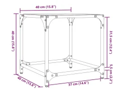 Mesa de centro | Mesa de apoio c/ topo em vidro transparente 40x40x40 cm aço