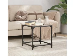 Mesa de centro | Mesa de apoio c/ topo em vidro transparente 40x40x40 cm aço