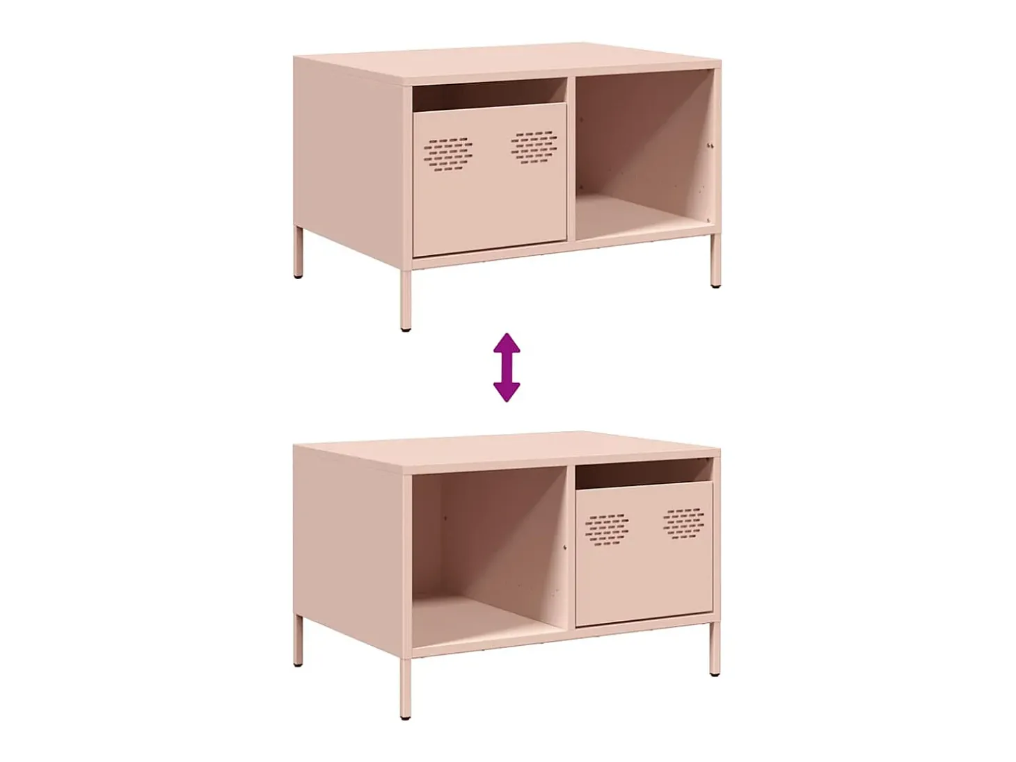 Mesa de centro | Mesa de apoio 68.5x50x43.5 cm aço laminado a frio rosa