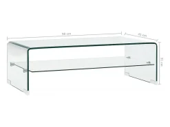 Mesa de centro | Mesa de apoio 98x45x31 cm vidro temperado transparente