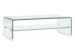 Mesa de centro | Mesa de apoio 98x45x31 cm vidro temperado transparente