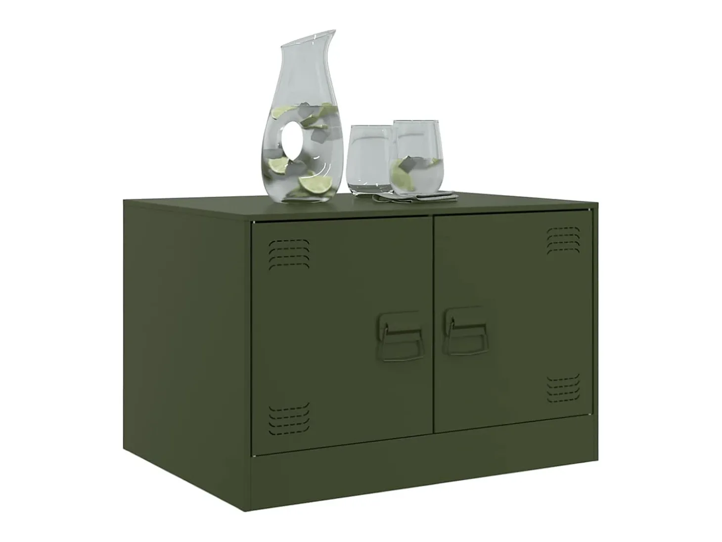 Mesa de centro | Mesa de apoio 67x50x44 cm aço verde azeitona