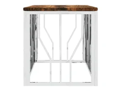 Mesa de centro | Mesa de apoio | Mesa de café aço inoxidável e madeira recuperada maciça