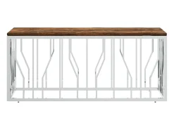 Mesa de centro | Mesa de apoio | Mesa de café aço inoxidável e madeira recuperada maciça