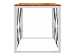 Mesa de centro | Mesa de apoio | Mesa de café aço inoxidável e madeira de acácia maciça