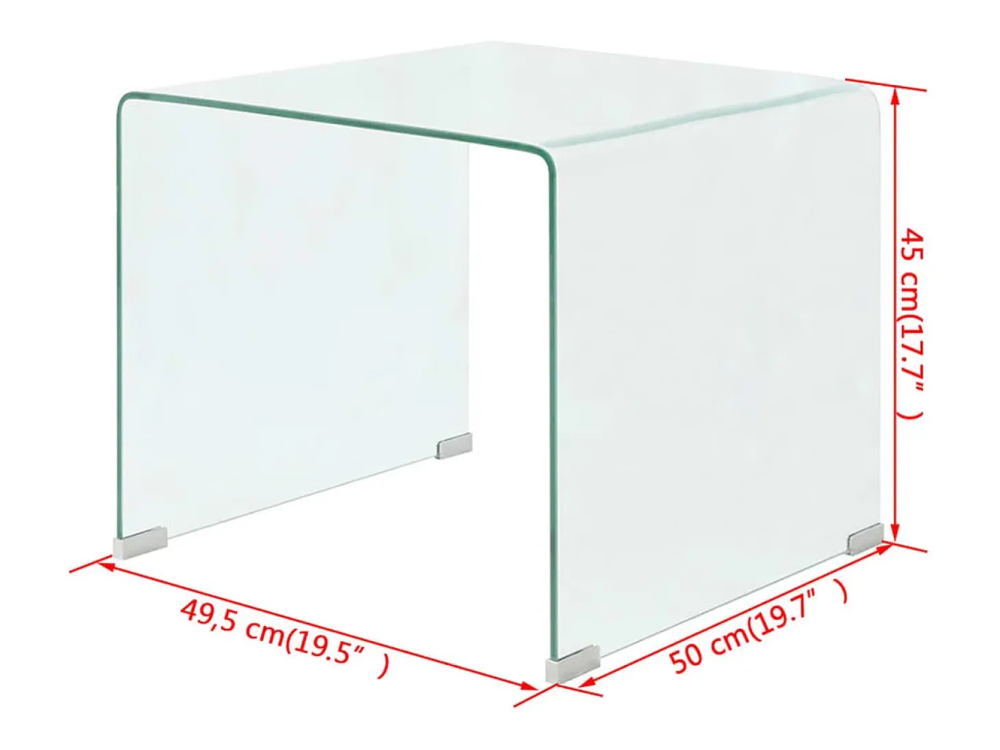 Mesa de centro | Mesa de apoio | Mesa de café em vidro temperado 49.5x50x45 cm transparente