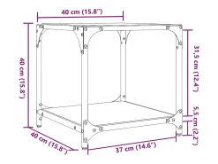 Mesa de centro | Mesa de apoio c/ topo em vidro transparente 40x40x40 cm aço