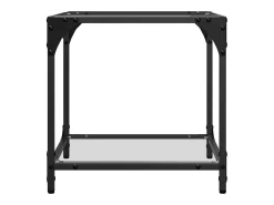 Mesa de centro | Mesa de apoio c/ topo em vidro transparente 40x40x40 cm aço