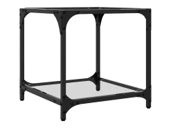 Mesa de centro | Mesa de apoio c/ topo em vidro transparente 40x40x40 cm aço