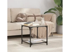 Mesa de centro | Mesa de apoio c/ topo em vidro transparente 40x40x40 cm aço