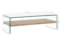 Mesa de centro | Mesa de apoio 98x45x31 cm vidro temperado transparente