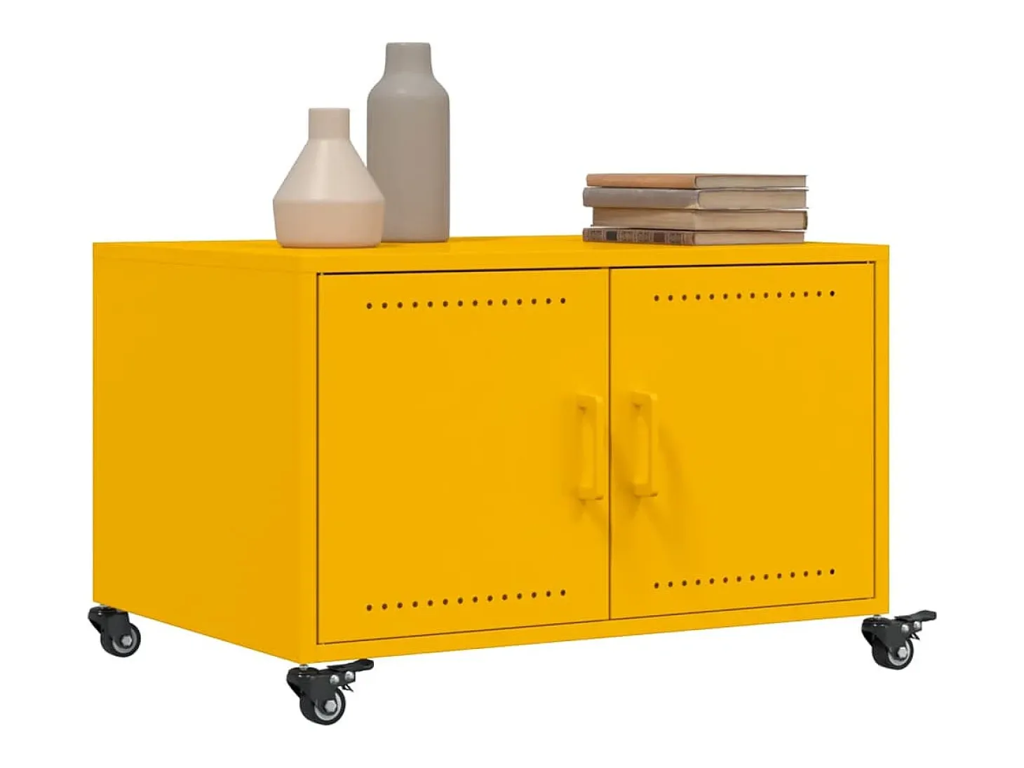 Mesa de centro | Mesa de apoio 68x50x43.5 cm aço amarelo mostarda