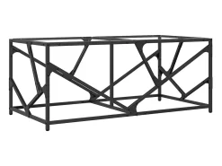 Mesa de centro | Mesa de apoio c/ topo em vidro transparente 98.5x50x41 cm aço