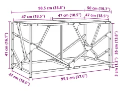 Mesa de centro | Mesa de apoio c/ topo em vidro transparente 98.5x50x41 cm aço
