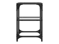 Mesa de centro | Mesa de apoio c/ tampo em vidro transparente 30x30x45 cm aço