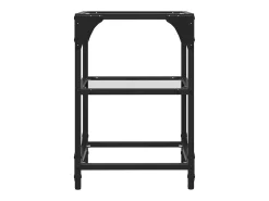 Mesa de centro | Mesa de apoio c/ tampo em vidro transparente 30x30x45 cm aço