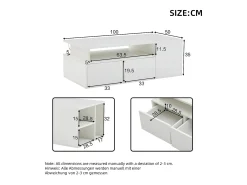 Mesa de centro 100 x 50 x 35 cm com iluminação LED e 2 gavetas - Branca