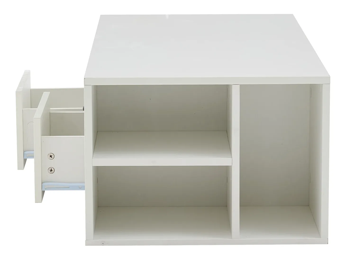 Mesa de centro 100 x 50 x 35 cm com iluminação LED e 2 gavetas - Branca