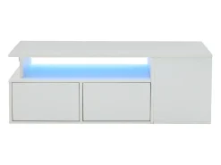 Mesa de centro 100 x 50 x 35 cm com iluminação LED e 2 gavetas - Branca