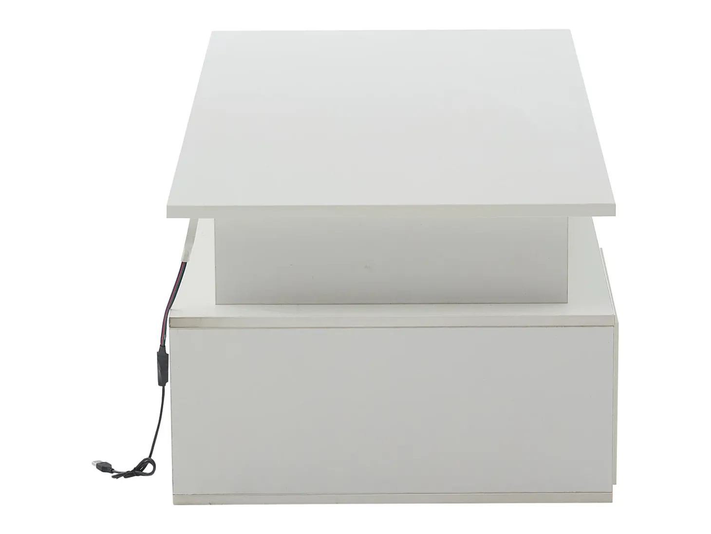 Mesa de centro 100 x 50 x 35 cm com iluminação LED e 2 gavetas - Branca