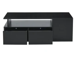 Mesa de centro 100 x 50 x 35 cm com iluminação LED e 2 gavetas - Preta