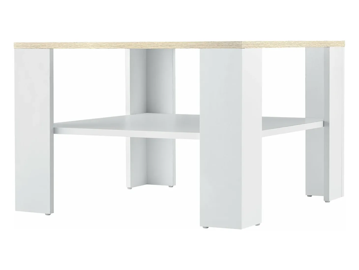Mesa de centro 60 x 60 x 40 cm efeito carvalho e branco 03_0008432