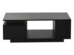 Mesa de centro 100 x 50 x 36 cm com gaveta, LED - Preta