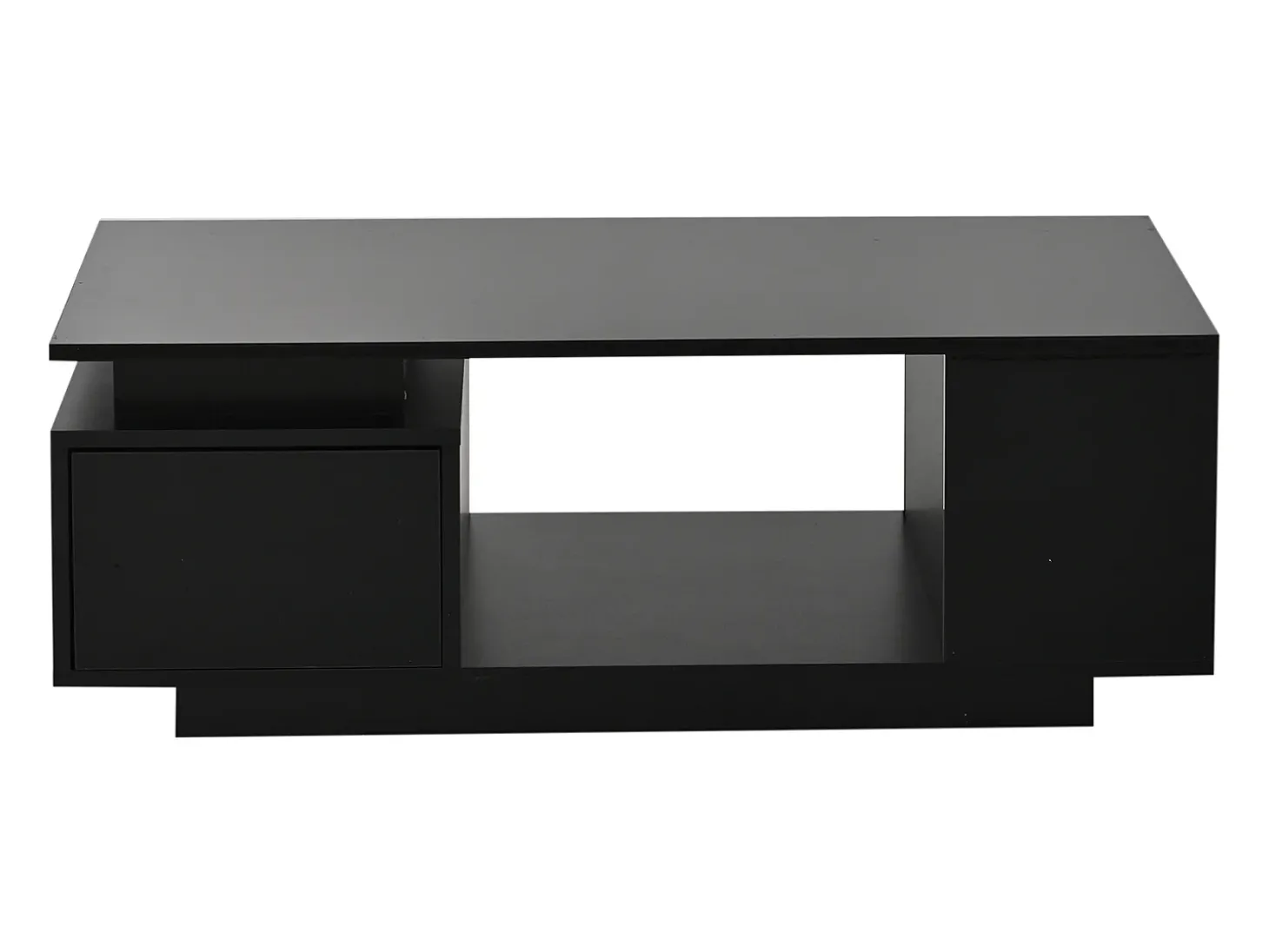 Mesa de centro 100 x 50 x 36 cm com gaveta, LED - Preta