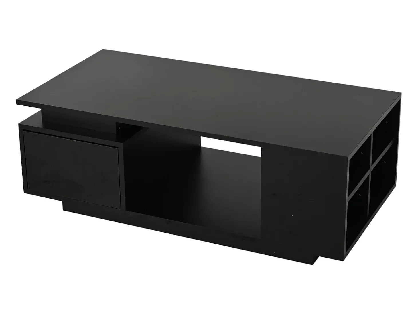 Mesa de centro 100 x 50 x 36 cm com gaveta, LED - Preta