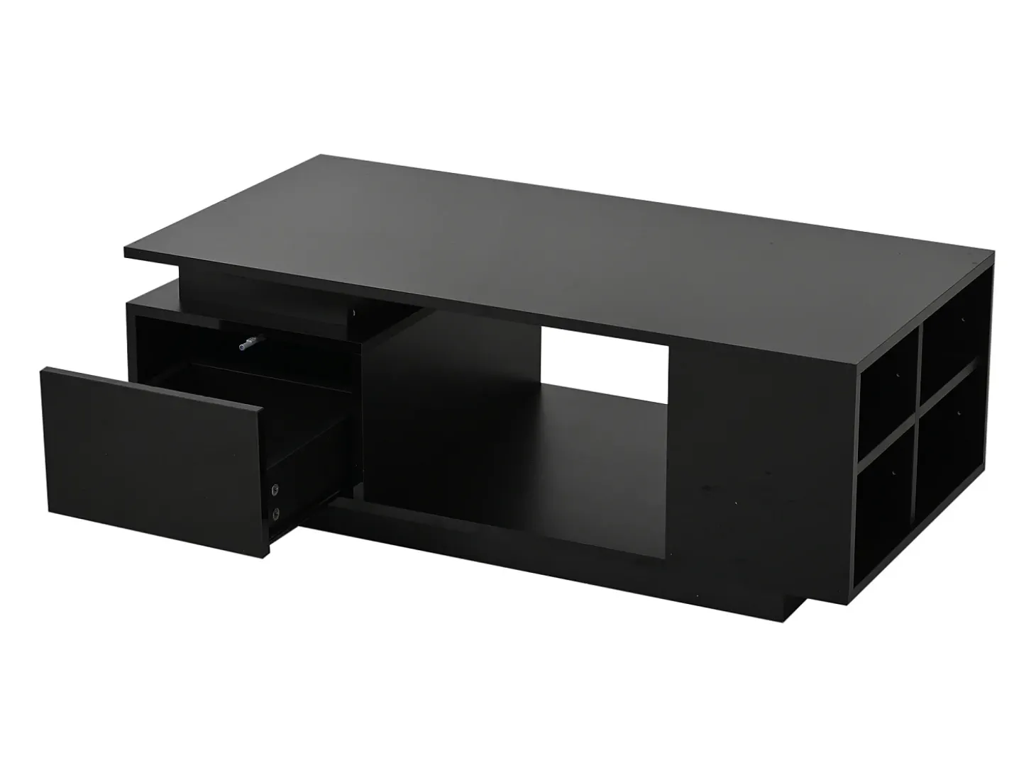 Mesa de centro 100 x 50 x 36 cm com gaveta, LED - Preta