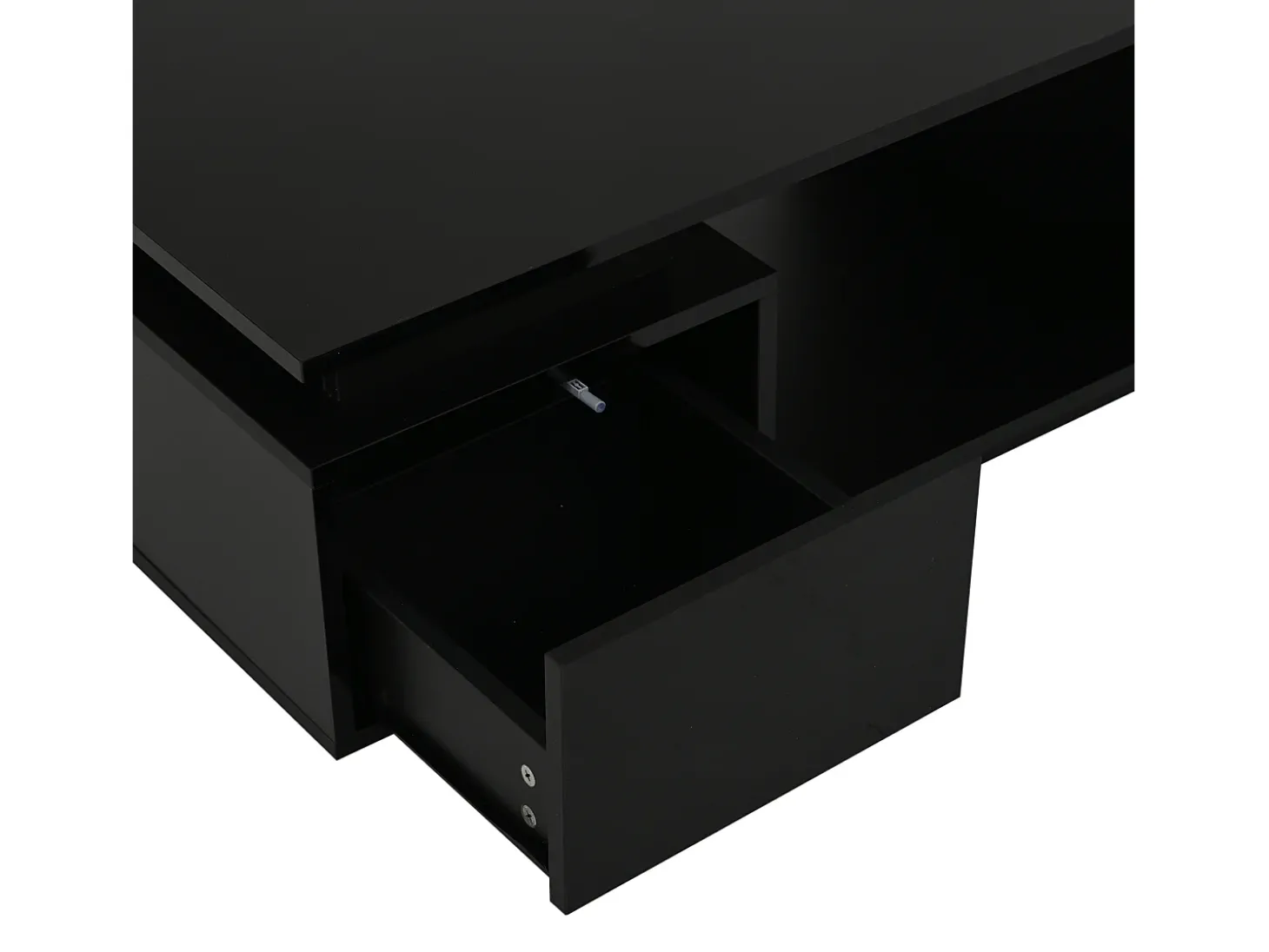 Mesa de centro 100 x 50 x 36 cm com gaveta, LED - Preta