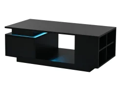 Mesa de centro 100 x 50 x 36 cm com gaveta, LED - Preta