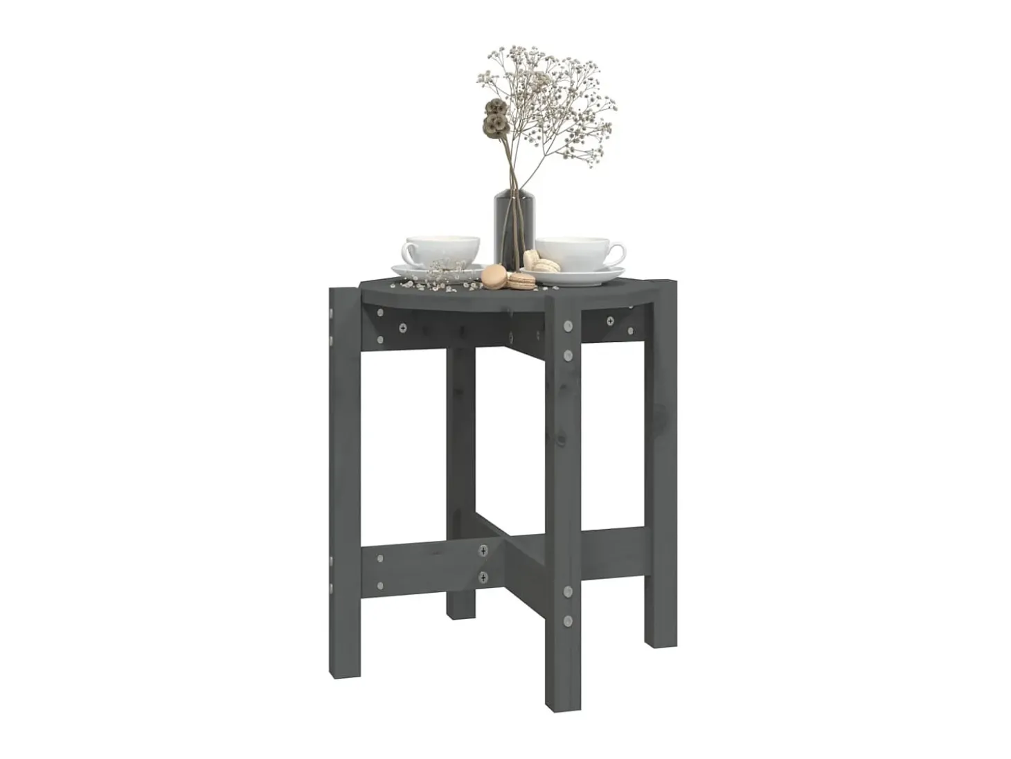 Mesa de centro Ø 42,5x45 cm madeira de pinho maciça cinzento PT468285