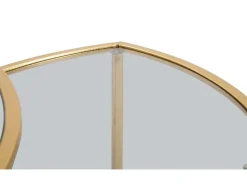 Mesa de centro Adrian, Mesa de centro baixa, Porta-revistas para sofá, Prateleira de sala, 60x60 h50 cm, Dourado
