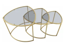 Mesa de centro Adrian, Mesa de centro baixa, Porta-revistas para sofá, Prateleira de sala, 60x60 h50 cm, Dourado