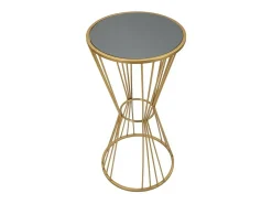 Mesa de centro Agnes, Mesa de centro baixa, Porta-revistas para sofá, Estante de sala, 40x40 h80 cm, Dourado