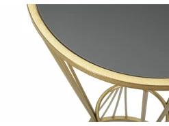 Mesa de centro Agnes, Mesa de centro baixa, Porta-revistas para sofá, Estante de sala, 40x40 h80 cm, Dourado