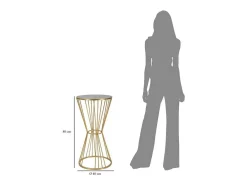 Mesa de centro Agnes, Mesa de centro baixa, Porta-revistas para sofá, Estante de sala, 40x40 h80 cm, Dourado