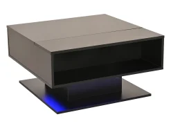 Mesa de centro ajustável 80×77×40 cm - design brilhante - com iluminação LED - armazenamento semiaberto - preto