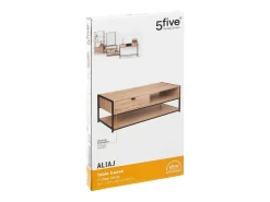 Mesa de Centro Aliaj 1 Gaveta Aço Industrial Preto/Carvalho Claro 100x50 cm