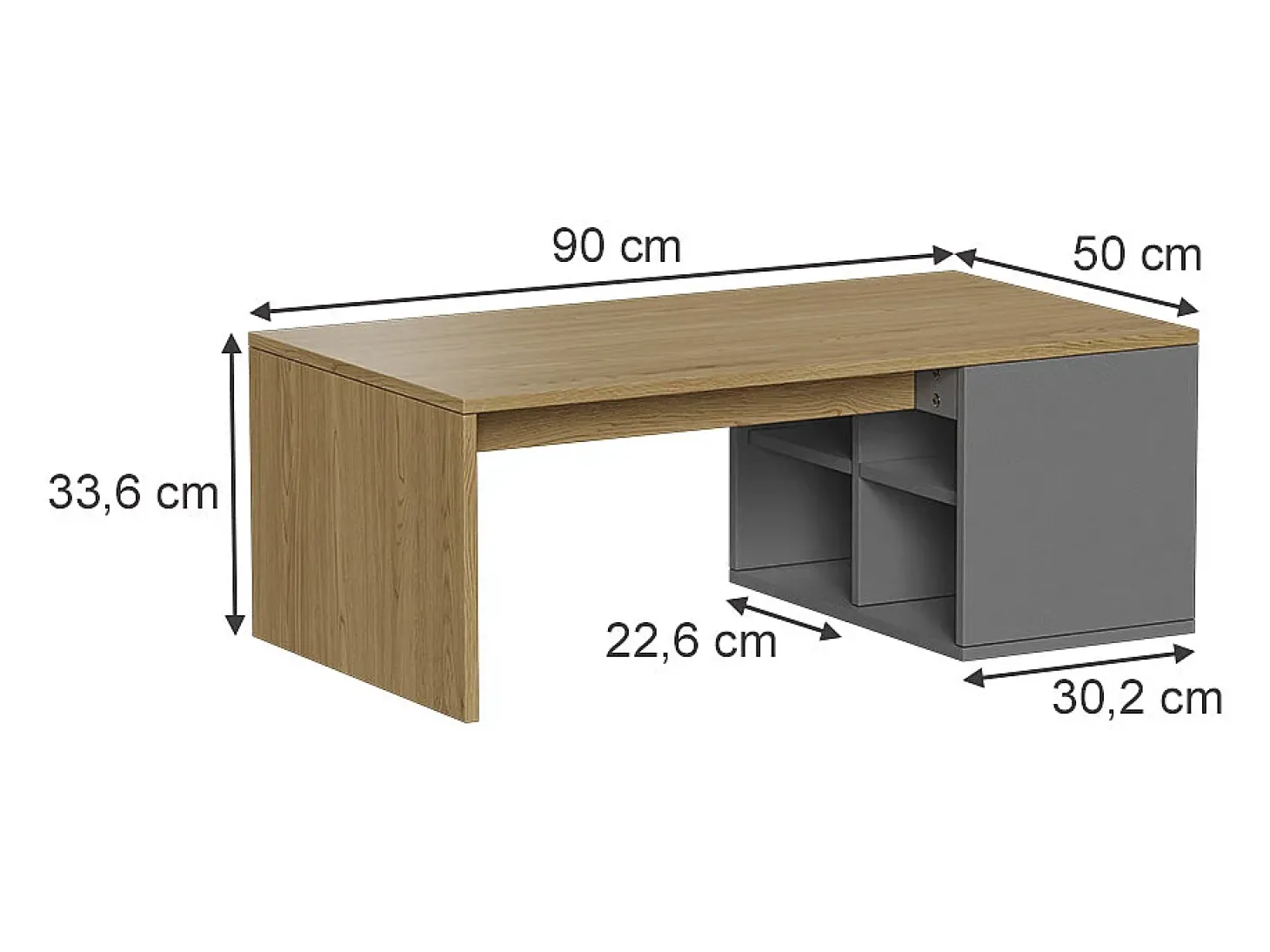 Mesa de centro antracite 90x50x33.6 kivo