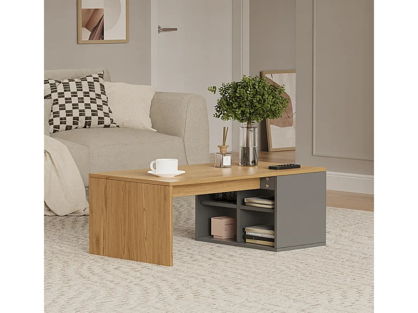 Mesa de centro antracite 90x50x33.6 kivo