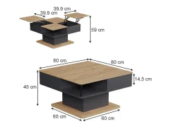 Mesa de centro antracite 80x45x80 movira
